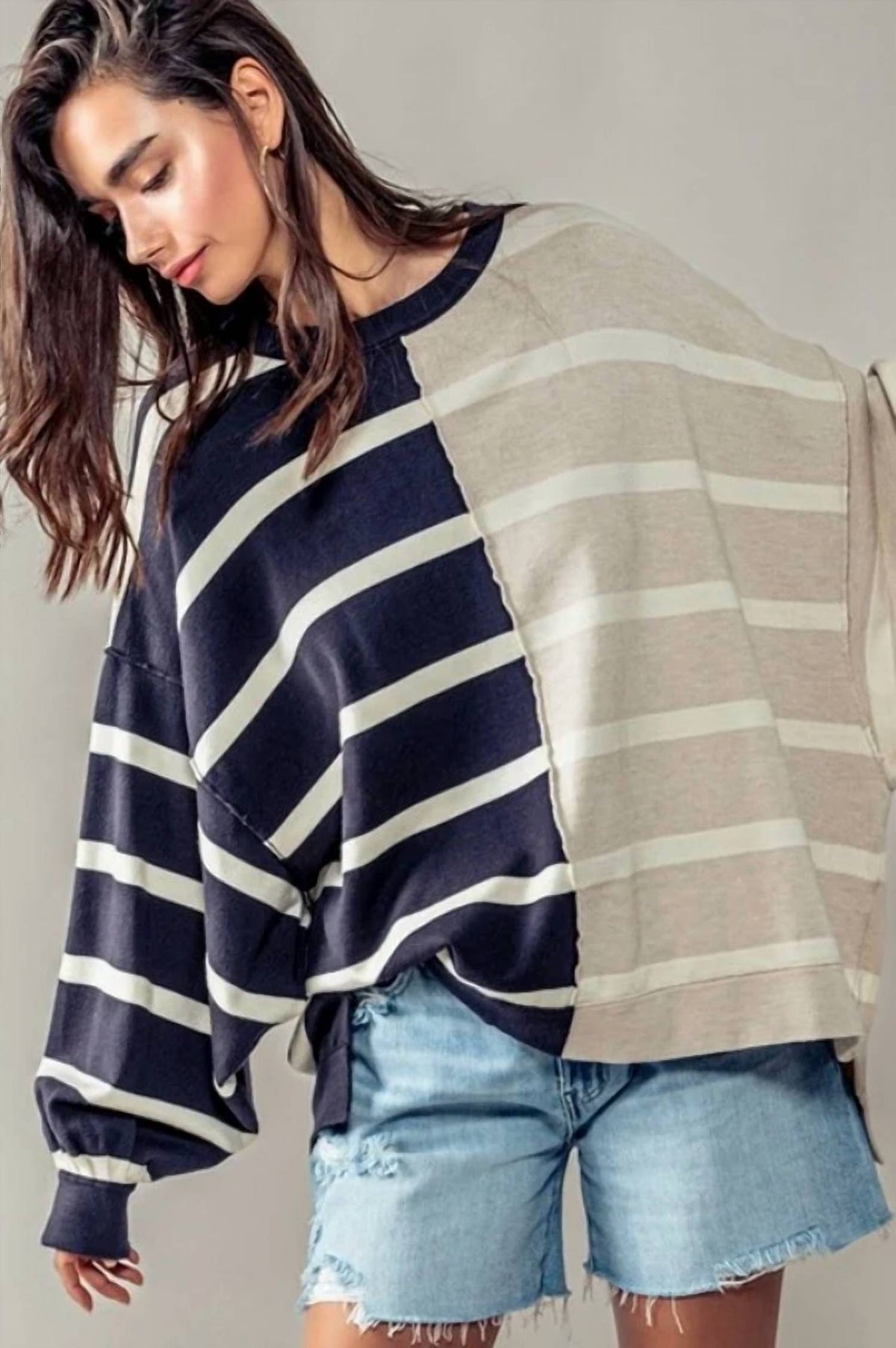 J.Nna - Two Toned Stripe Sweater