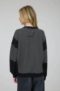 J.O.A. - Contrast Stripe Raw Edge Sweater