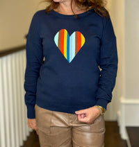 J. Society - Striped Heart Sweater - blue - clothing - cotton