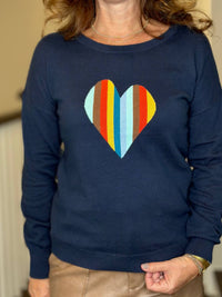 J. Society - Striped Heart Sweater - blue - clothing - cotton