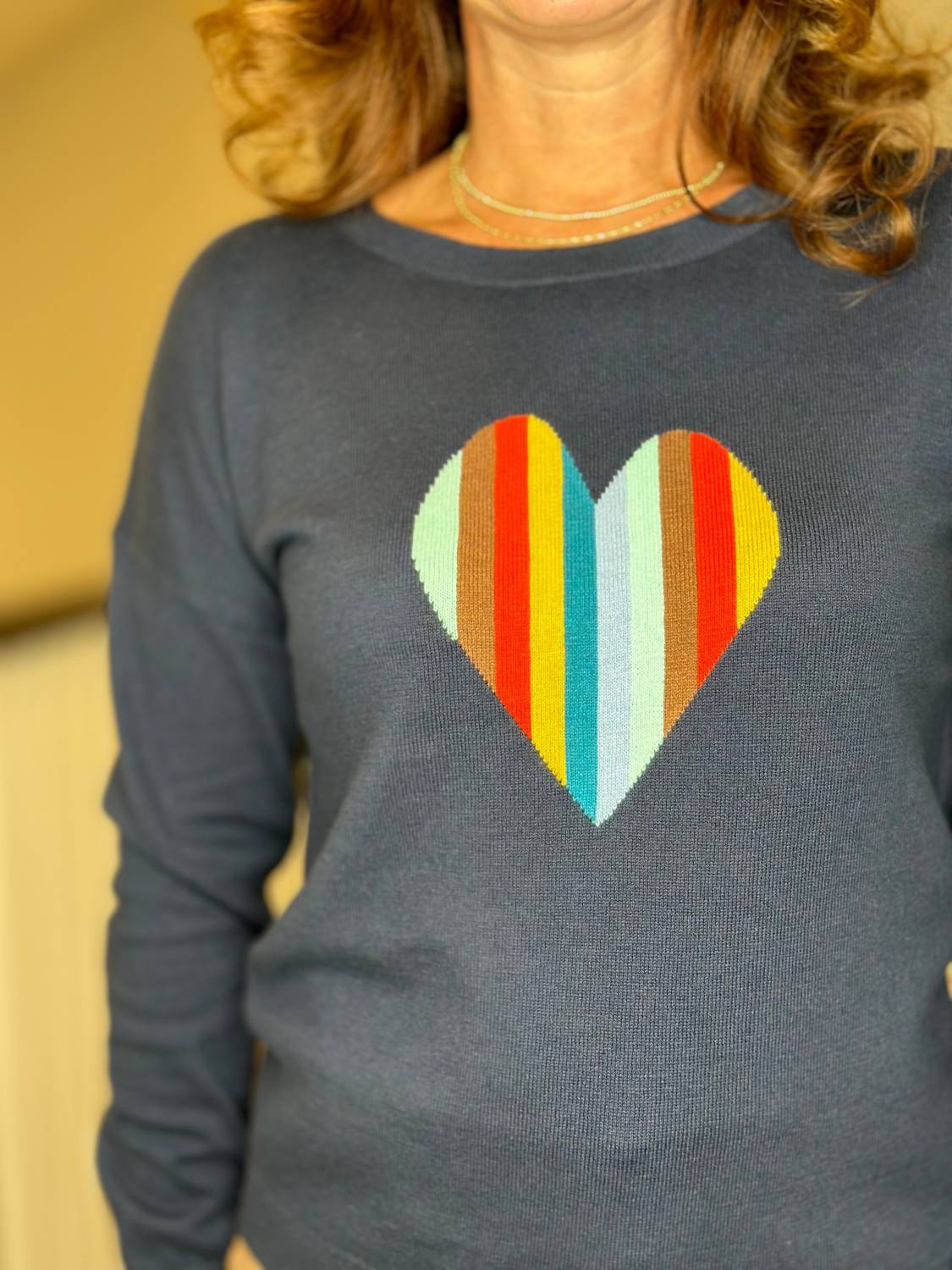 J. Society - Striped Heart Sweater - blue - clothing - cotton