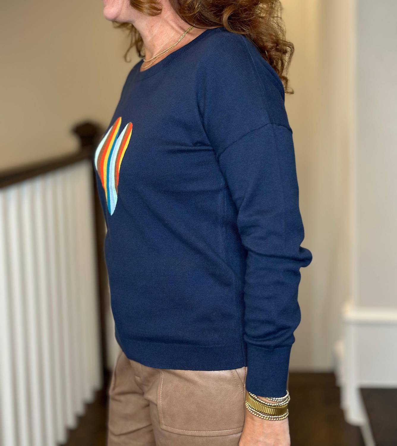 J. Society - Striped Heart Sweater - blue - clothing - cotton