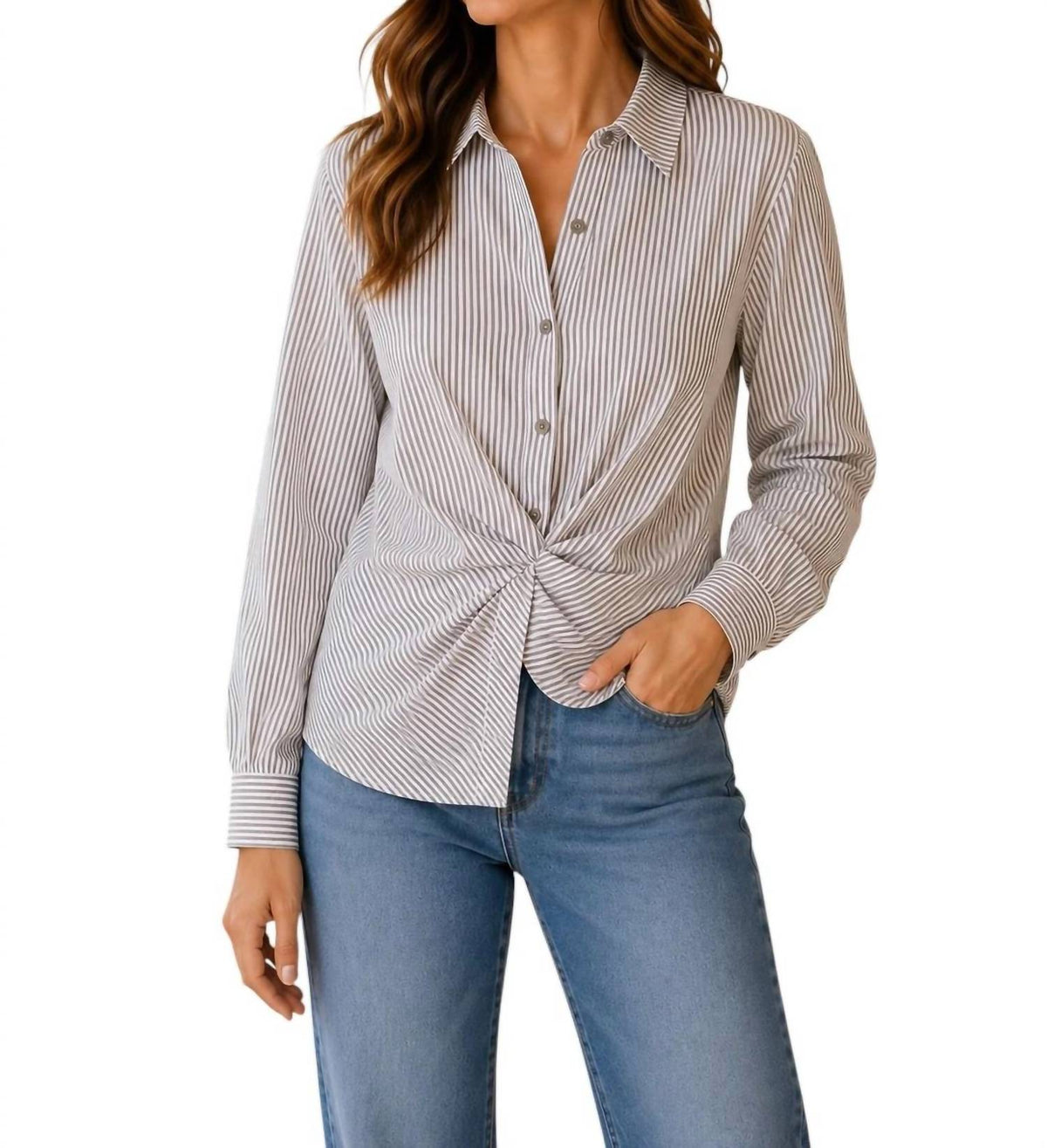 J. Society - Twist Front Stripe Shirt