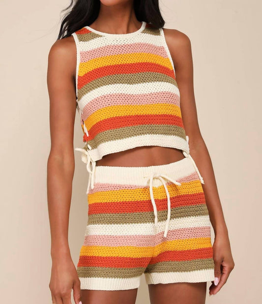 Jacquie The Label - Crochet Drawstring Shorts - clothing - cotton - blend - high - waist