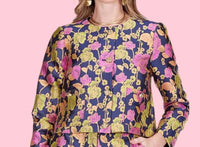 Jade - Botanical Bloom Brocade Crop Jacket