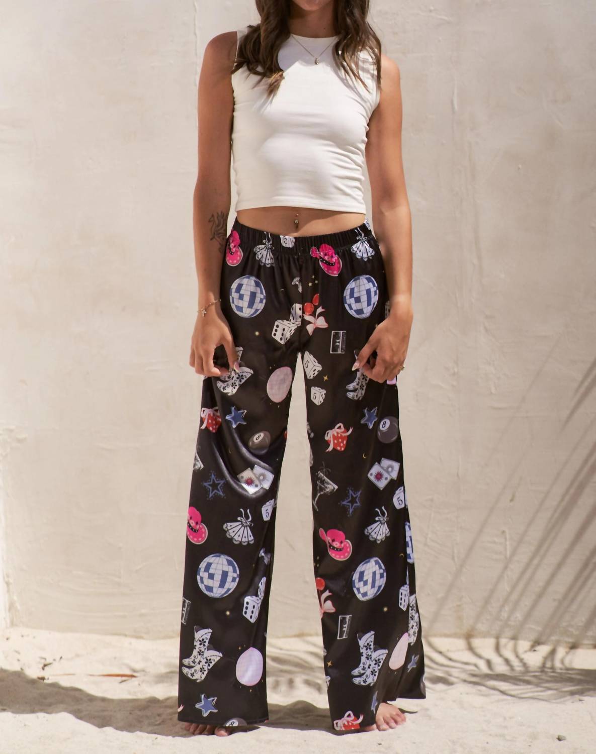 Jade By Jane - Party Collage Satin Pants