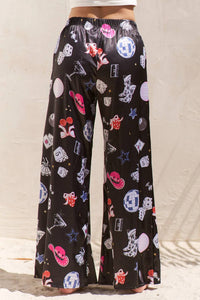 Jade By Jane - Party Collage Satin Pants