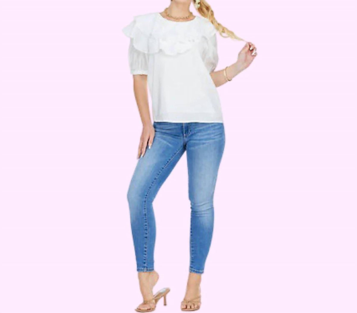 Jade - Casual Flutter Neck Top