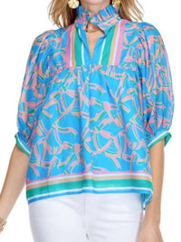 Jade - High Neck Puff Sleeve Top