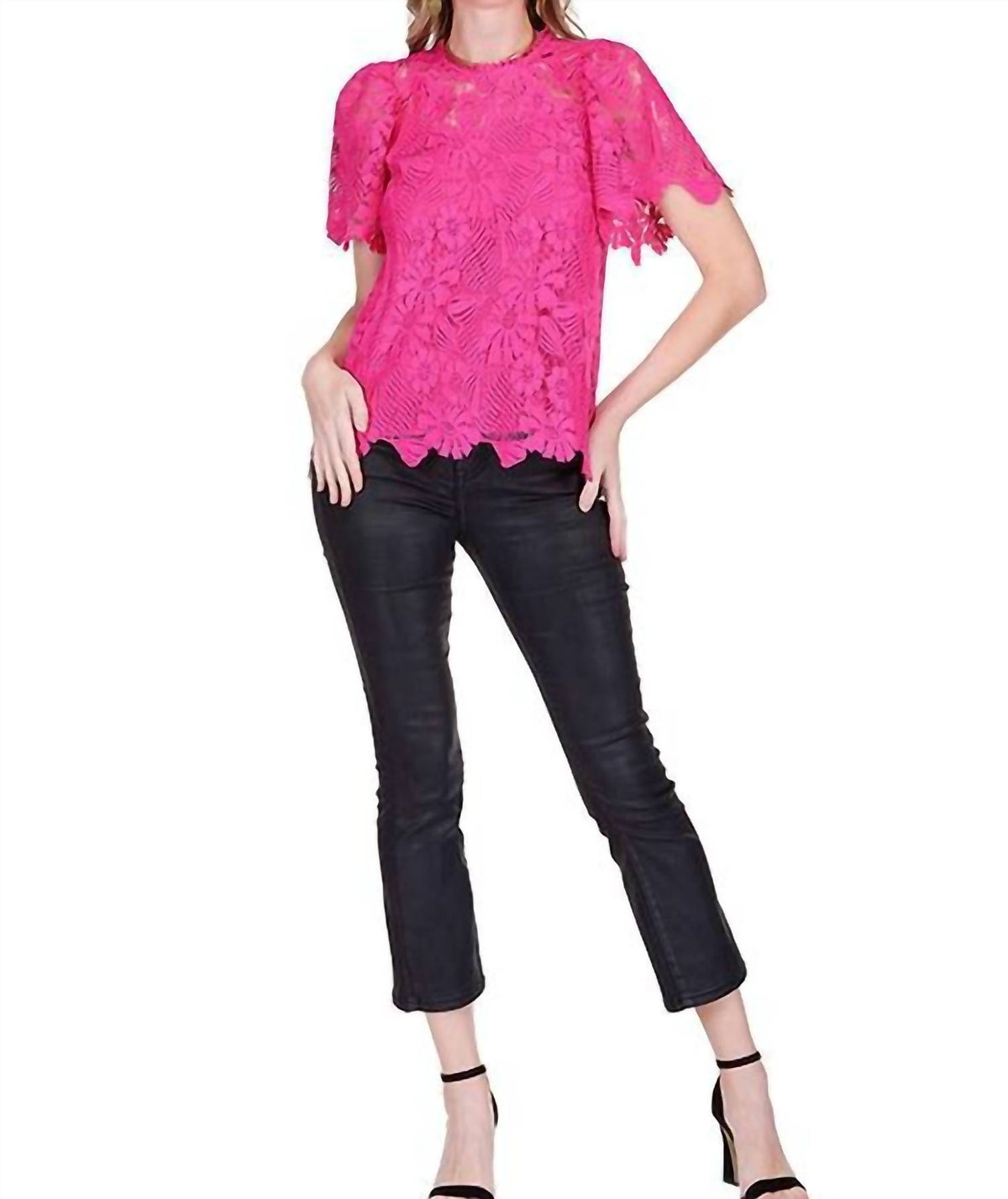 Jade - Short Sleeve Lace Top