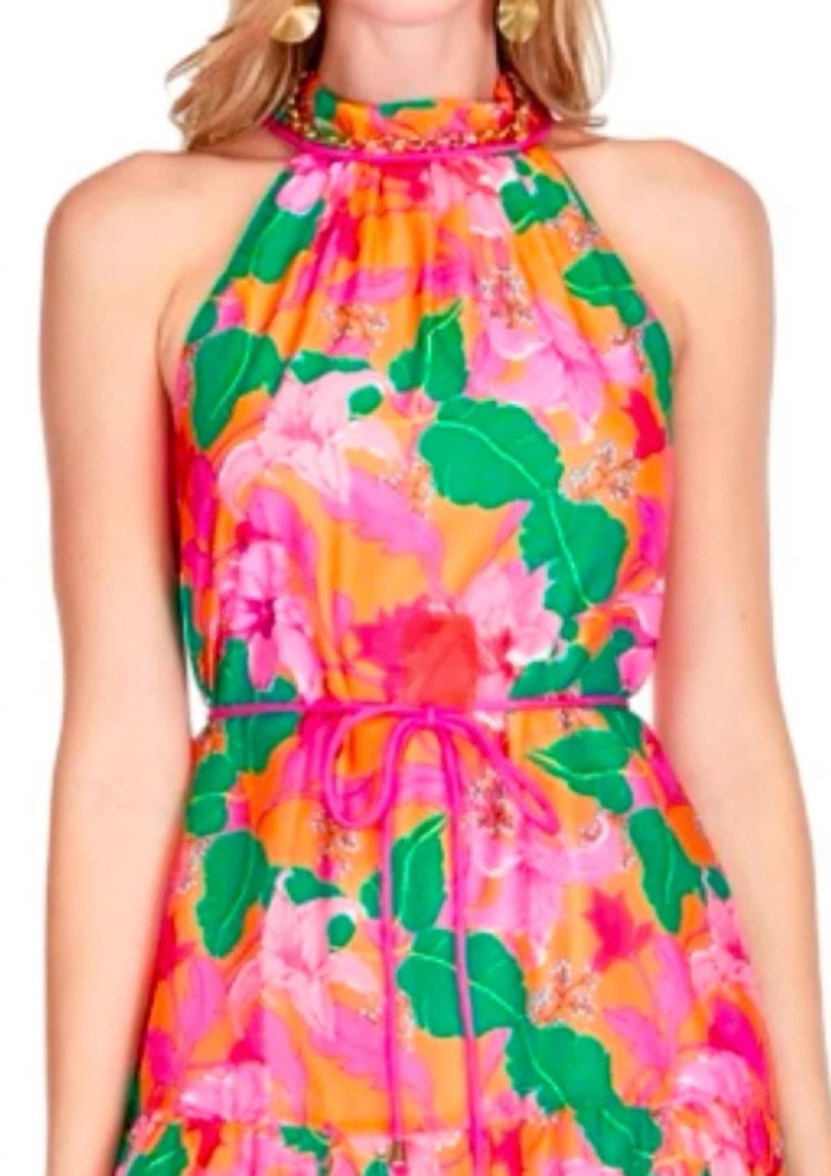 Jade - Trimmed Halter Mini Dress