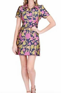Jade - Vibrant Vines Front Zip Fitted Mini Dress