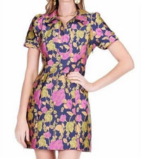 Jade - Vibrant Vines Front Zip Fitted Mini Dress