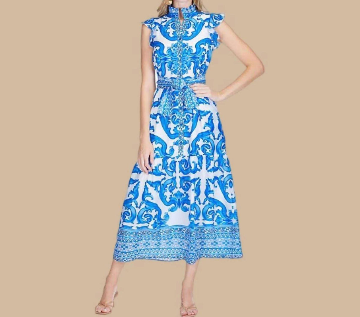 Jade - Wave Button Front Maxi Dress