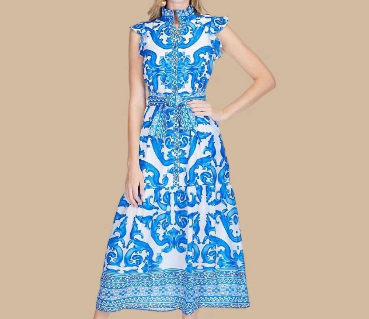 Jade - Wave Button Front Maxi Dress