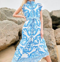 Jade - Wave Button Front Maxi Dress
