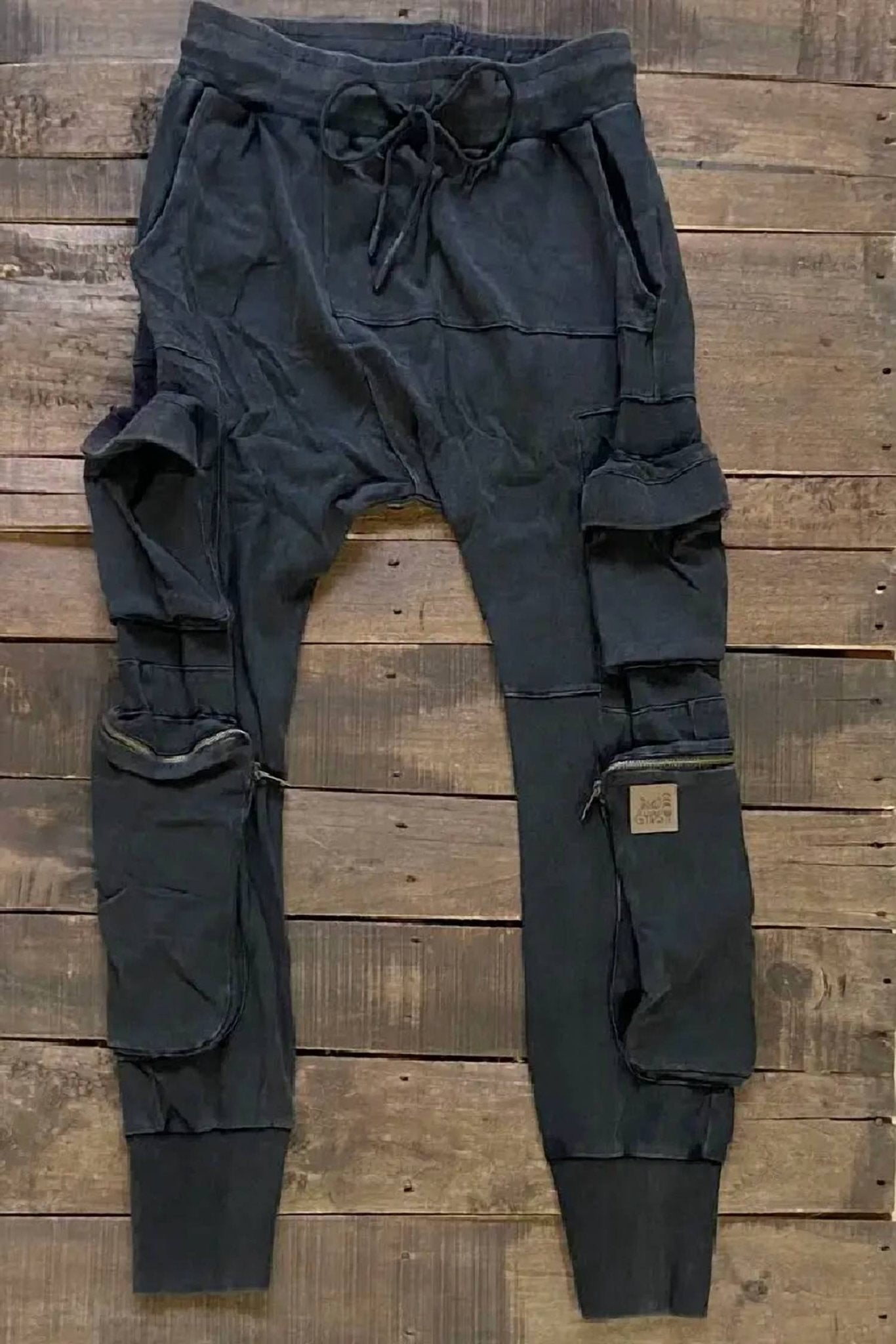 Jaded Gypsy - Men's Cargo Sweats Pants With Zipper Pocket - black - cargo - clothing