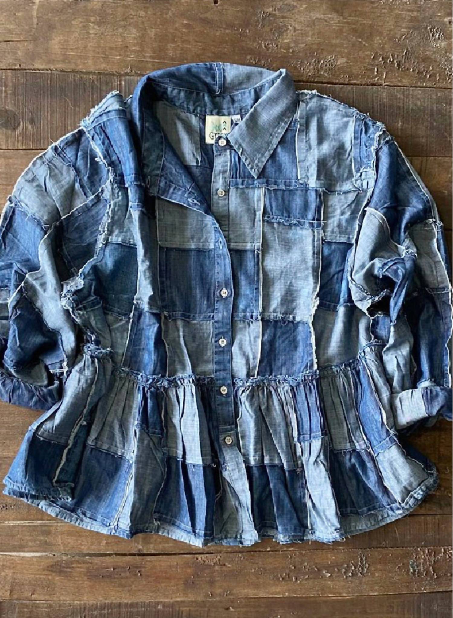 Jaded Gypsy - Women's Patchwork Skies Crop Jacket - blue - clothing - jackets
