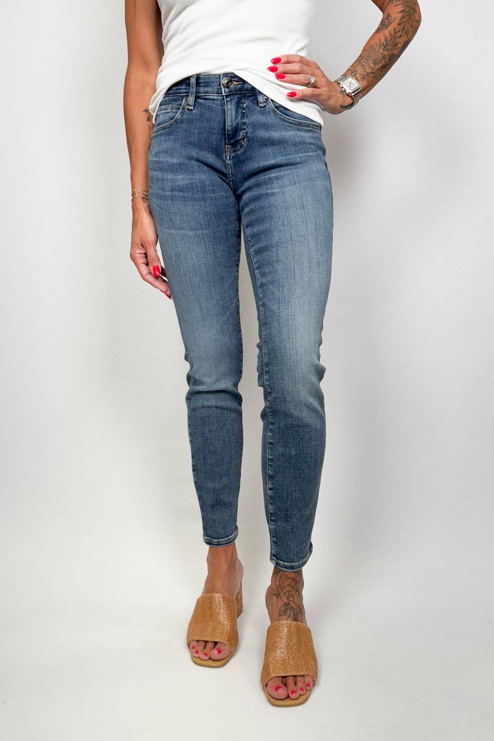 Jag - Cecilia Mid Rise Skinny Jeans - blue - clothing - cotton - blend