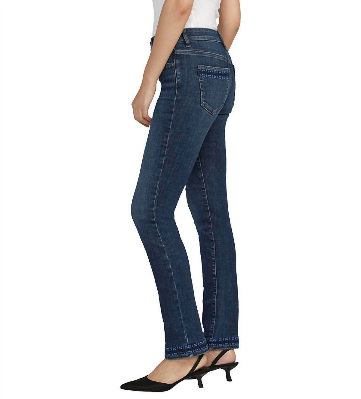 Mid Rise Ruby Straight Pocket Embroidery