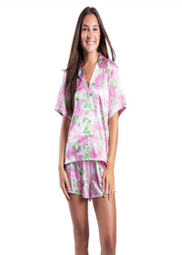 Jane Marie - Darling Hydrangea Satin Pajama Short Set