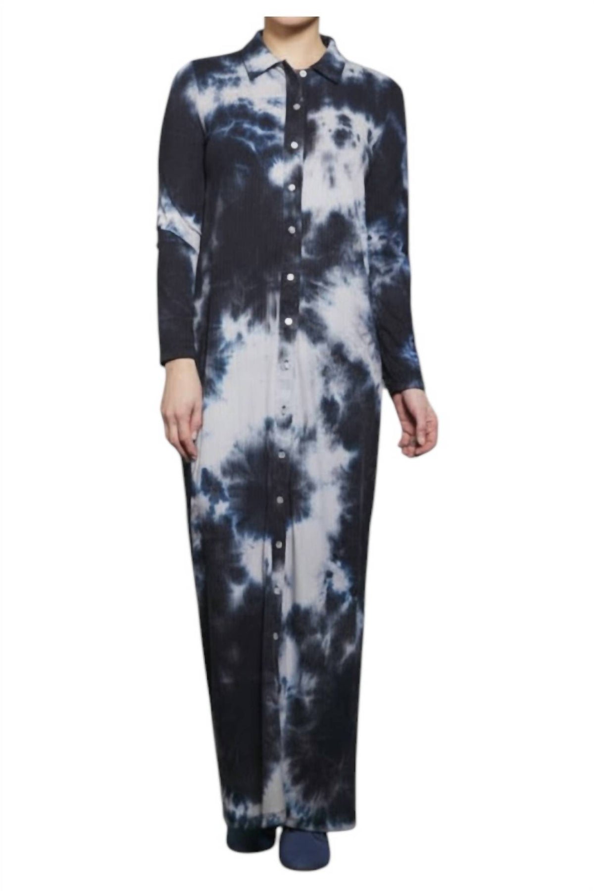 Japparel - Mackenzie Button Down Ribbed Maxi Dress