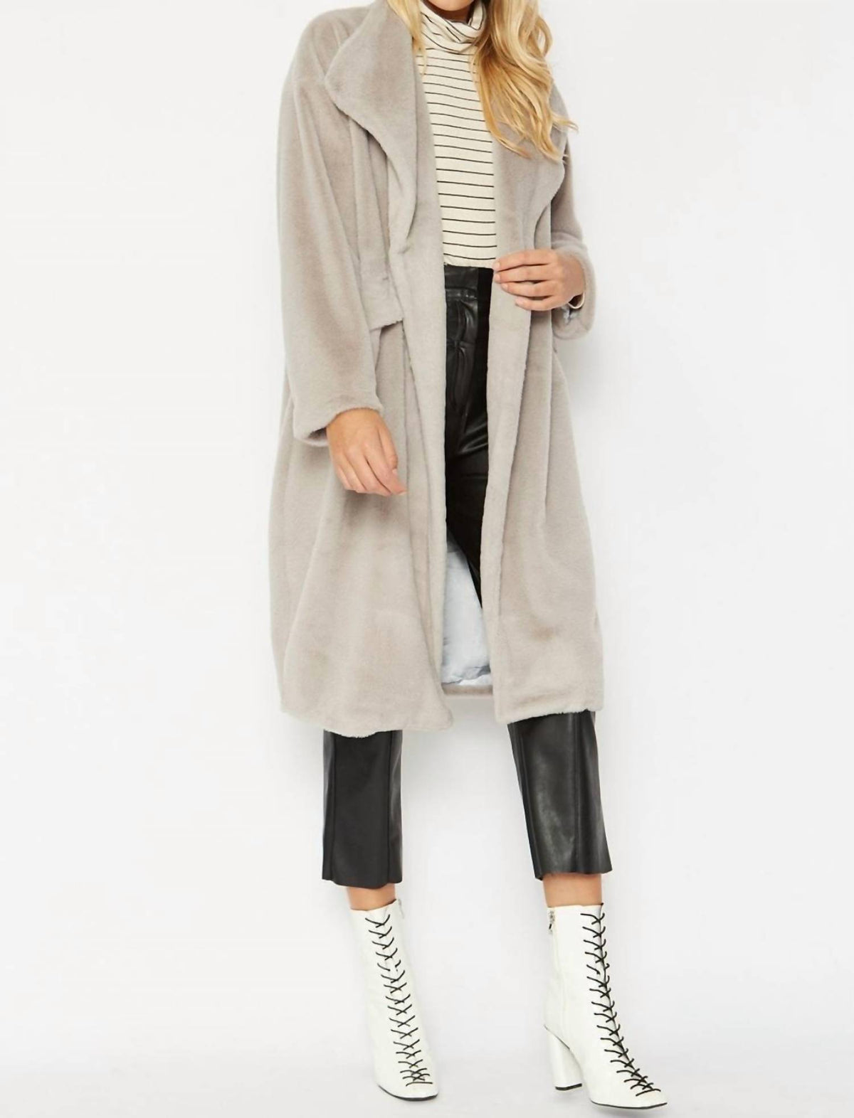 Jayley - JAYLEY Caramel Faux Fur Oversized Coat