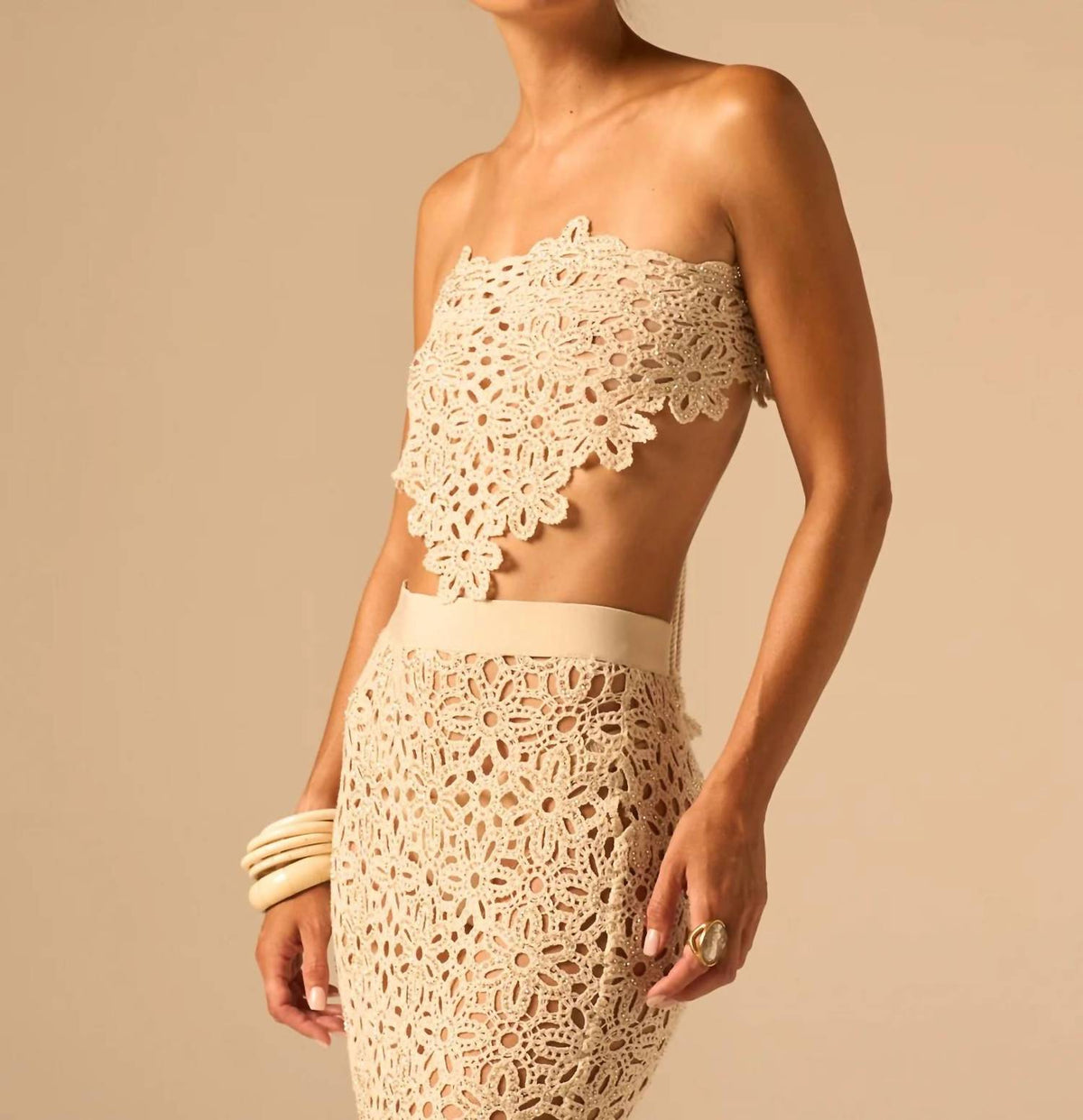 Jbq - Ettie Strapless Crochet Lace Top