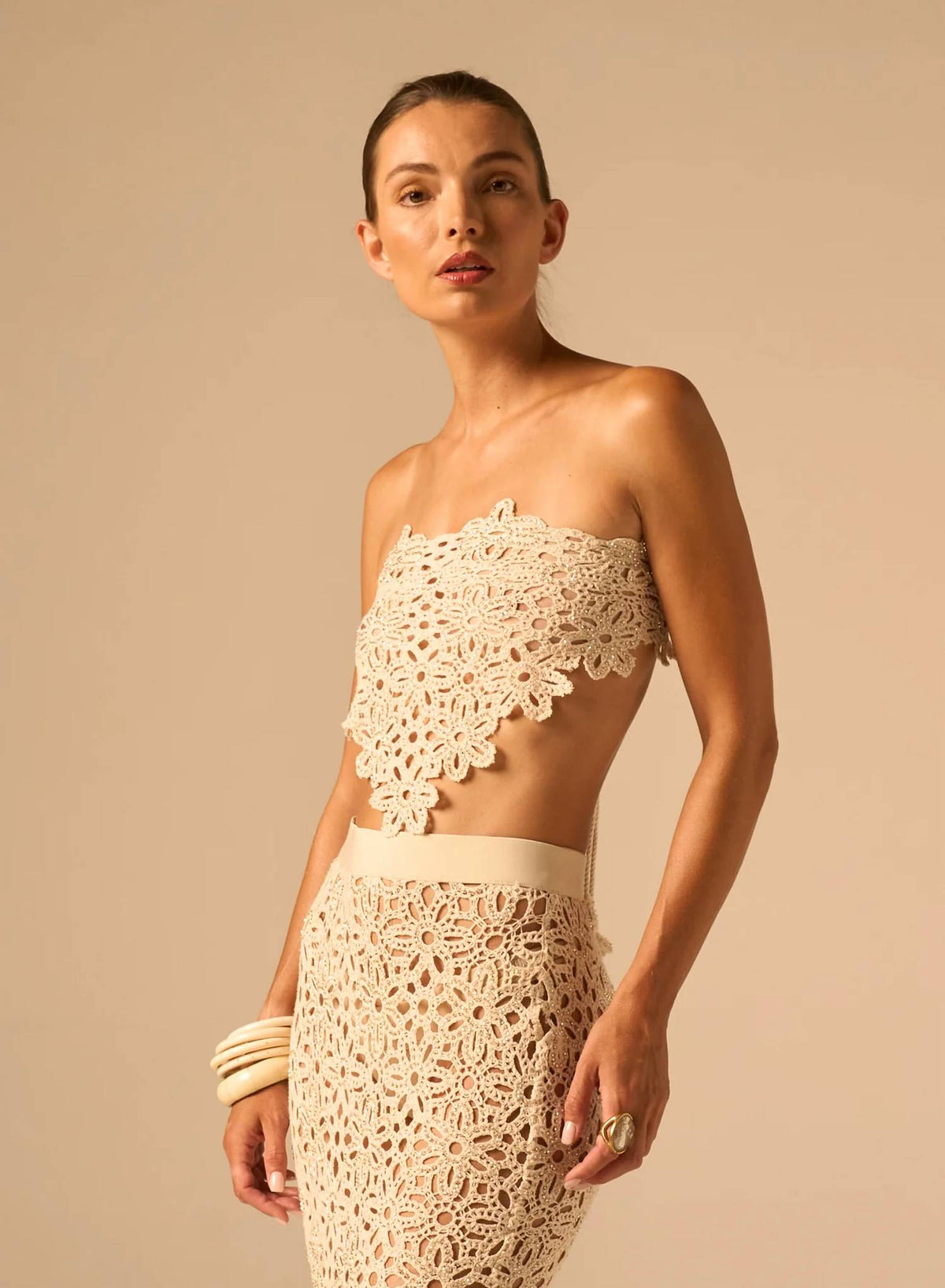 Jbq - Ettie Strapless Crochet Lace Top