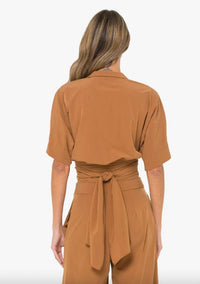 Jbq - Halle Short Sleeve Collared V Top