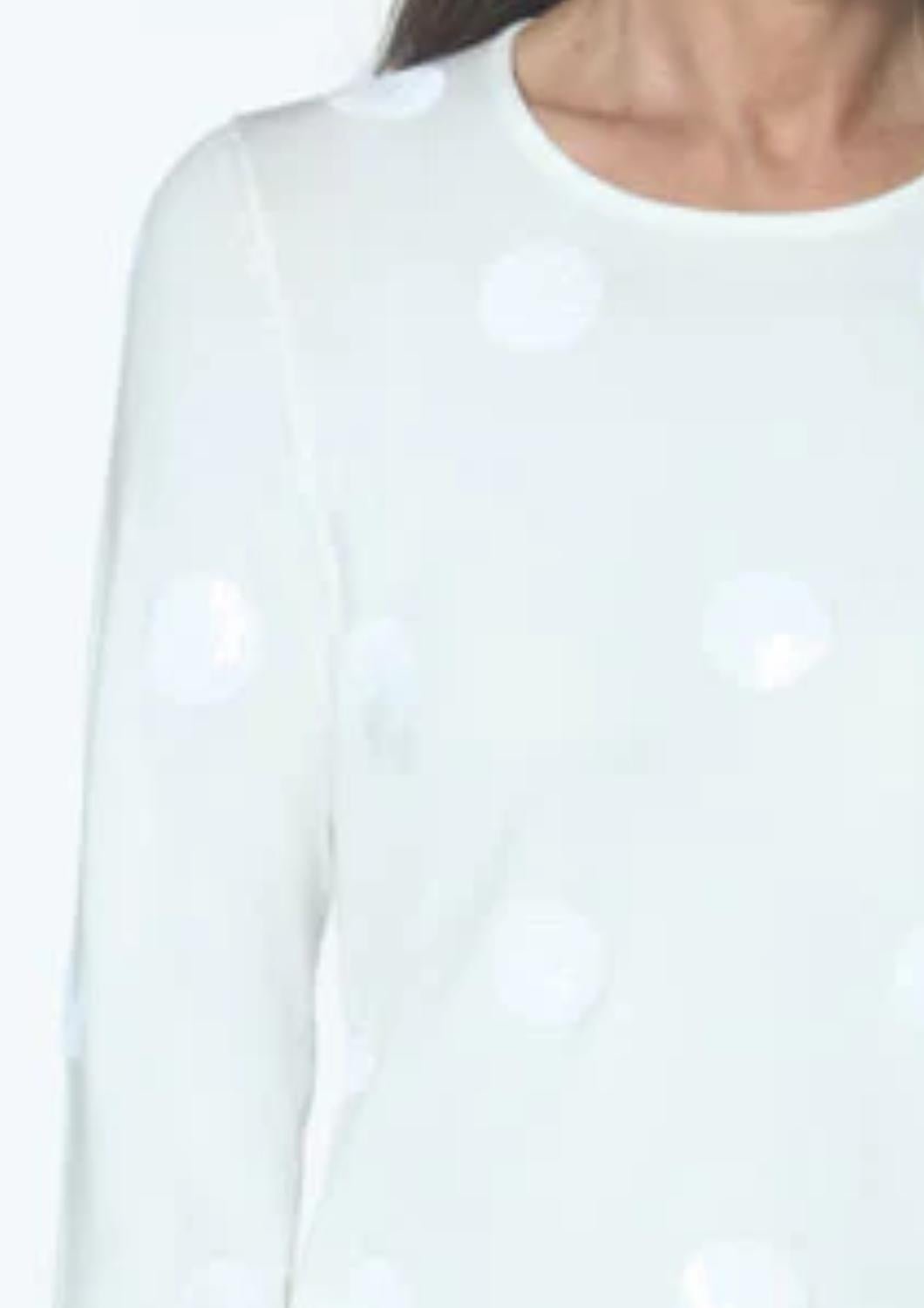 J'Envie/Eli - Jewel Neck Sweater With Sequins - clothing - crew - polka - dot