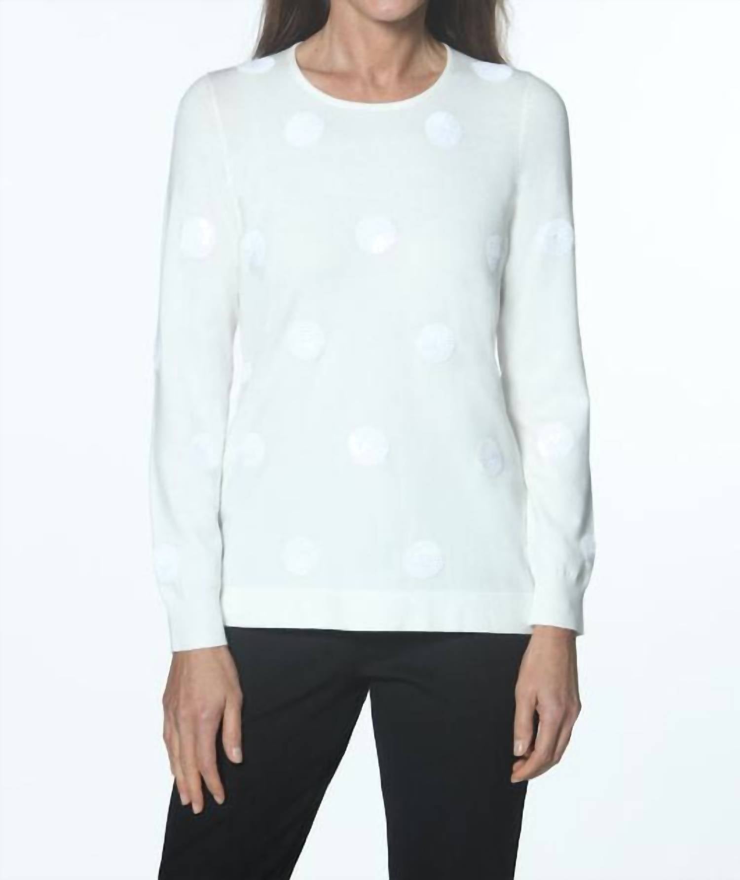 J'Envie/Eli - Jewel Neck Sweater With Sequins - clothing - crew - polka - dot