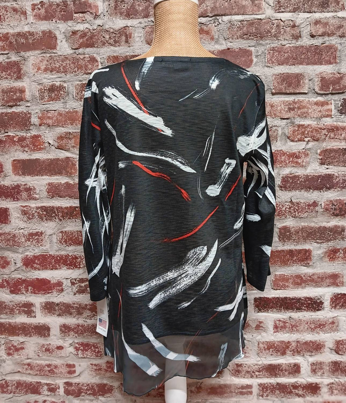 Jess & Jane - Abstract Colored Chiffon Hem Top