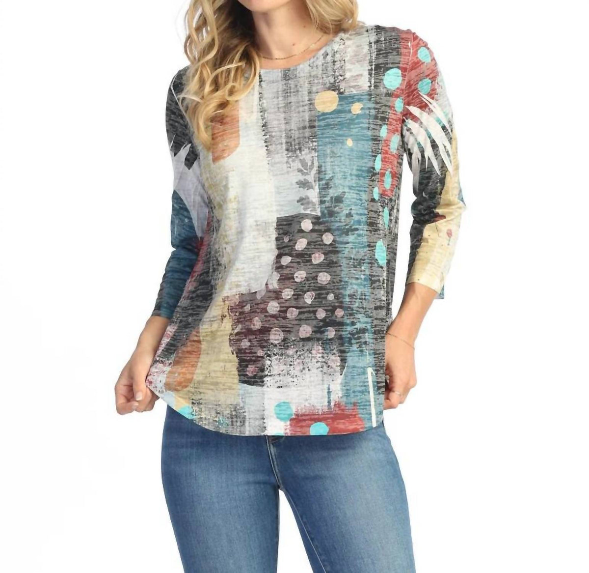 Jess & Jane - Burnout Rounded Hem Top