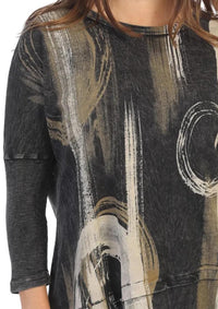 Jess & Jane - Canali Mineral Washed Dolman Sleeve Cotton Tunic - black - clothing - cotton