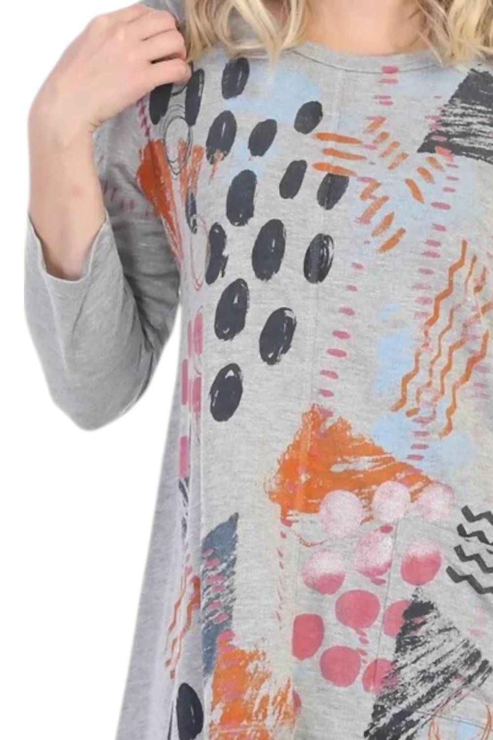 Jess & Jane - Dottie Light Terry Pocket Top - blouses - clothing - grey