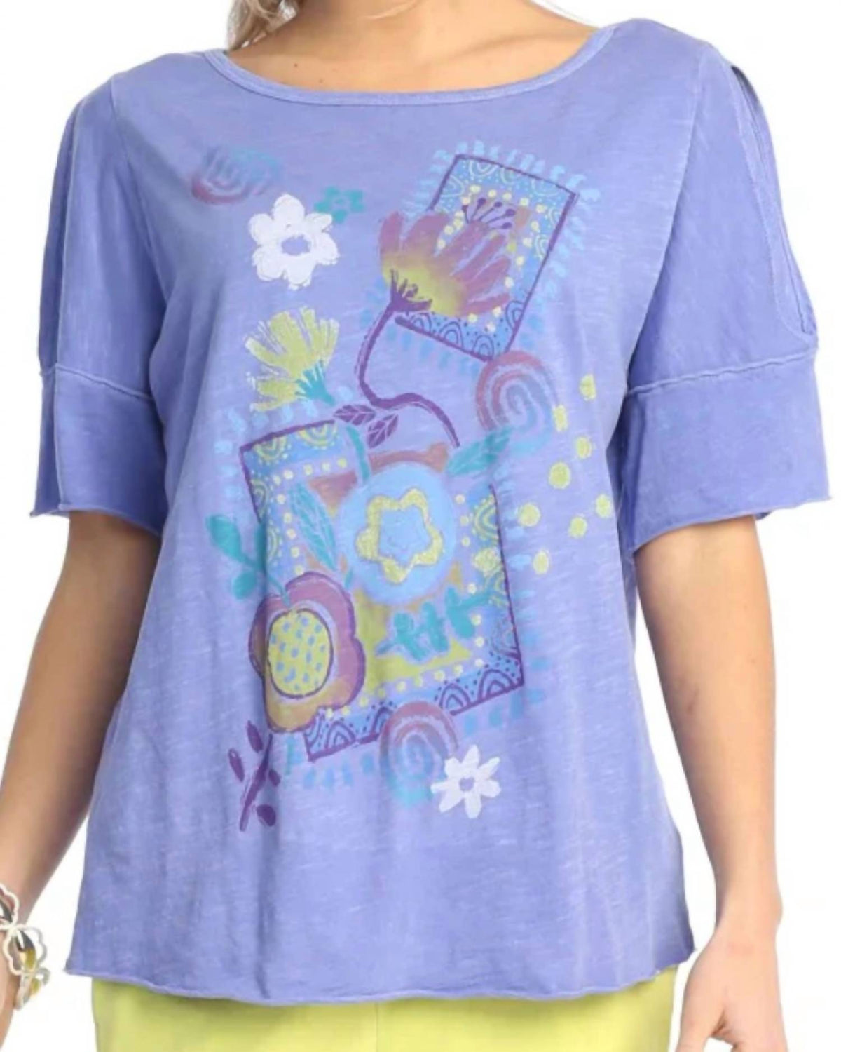 Jess & Jane - Islands Pigment Dyed Short Sleeve Top - Plus