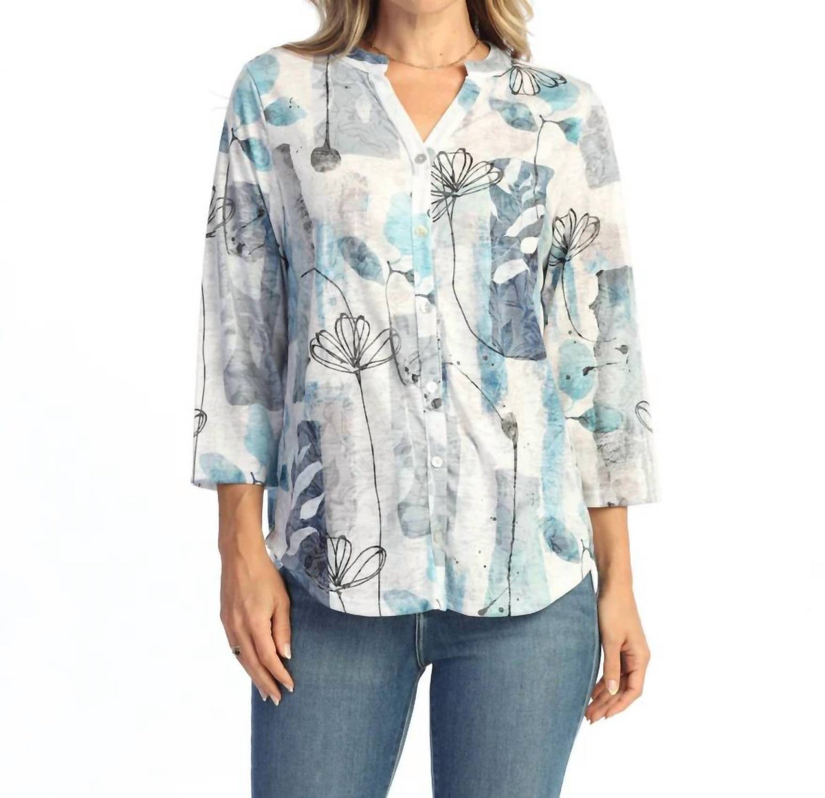 Jess & Jane - Mandarin Button Down Shirt