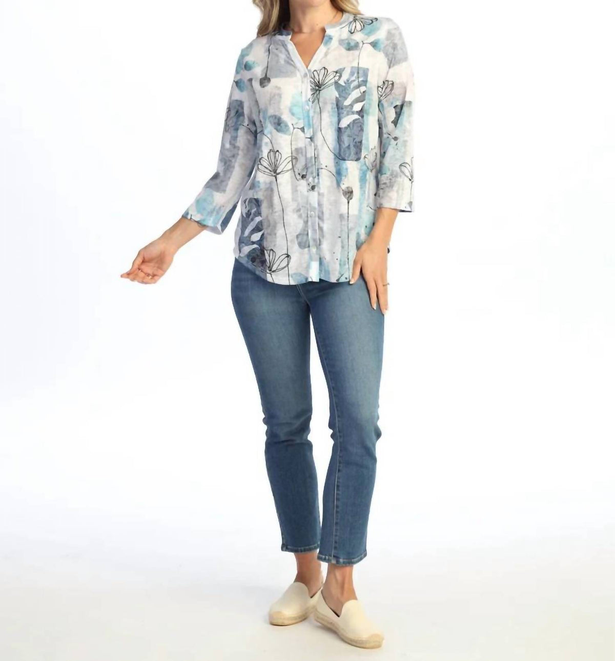 Jess & Jane - Mandarin Button Down Shirt