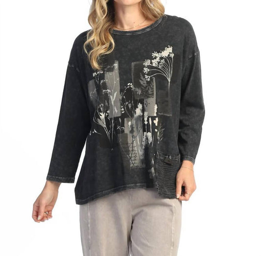 Jess & Jane - Mariposa Mineral Washed Gauze Contrast Pocket Top - black - clothing - cotton