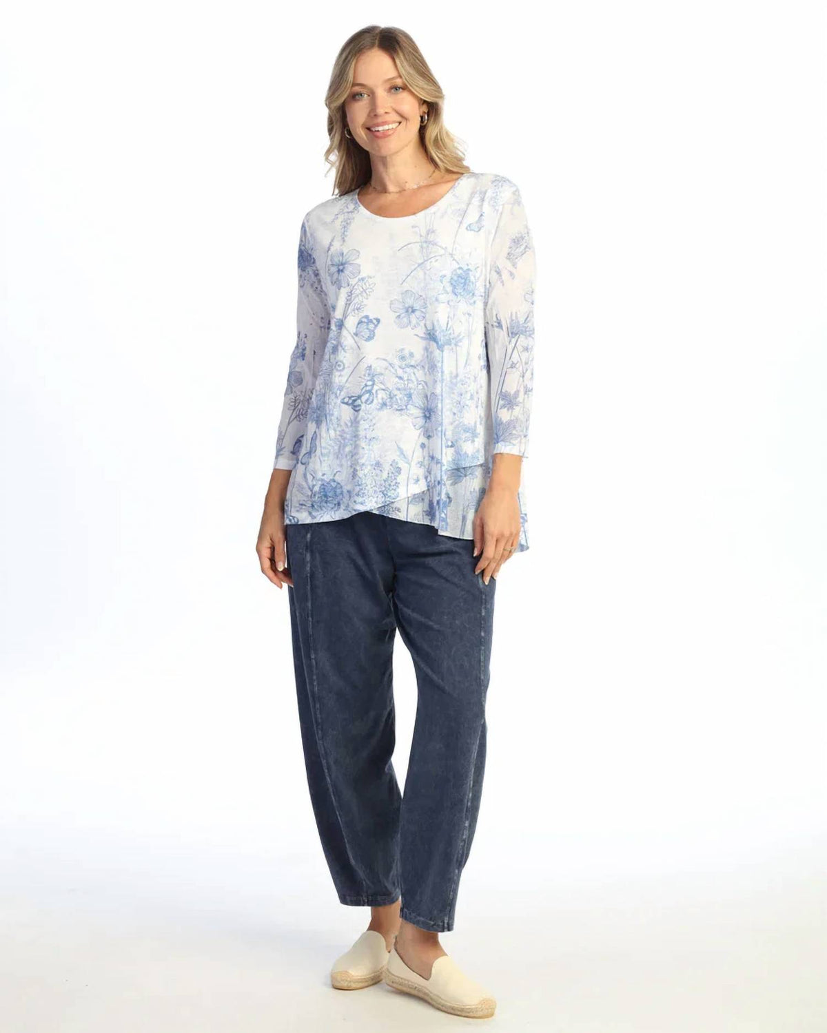 Jess & Jane - Mesh Contrast Burnout Tunic