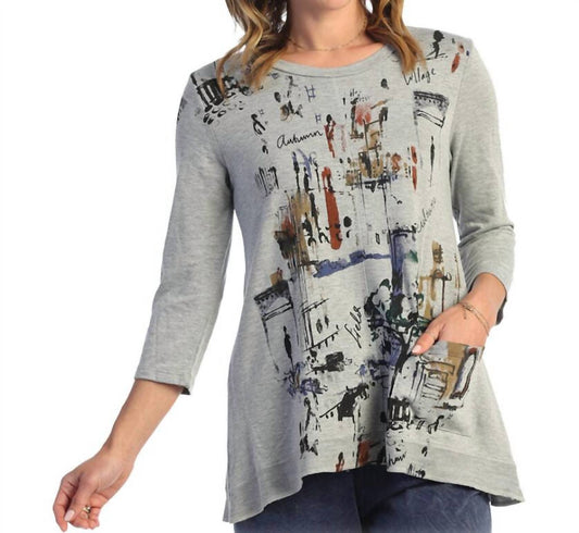 Jess & Jane - Paseo Light Terry Pocket Top - blouses - clothing - grey