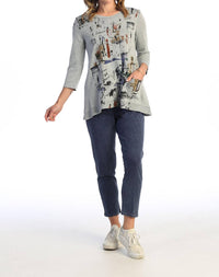 Jess & Jane - Paseo Light Terry Pocket Top - blouses - clothing - grey