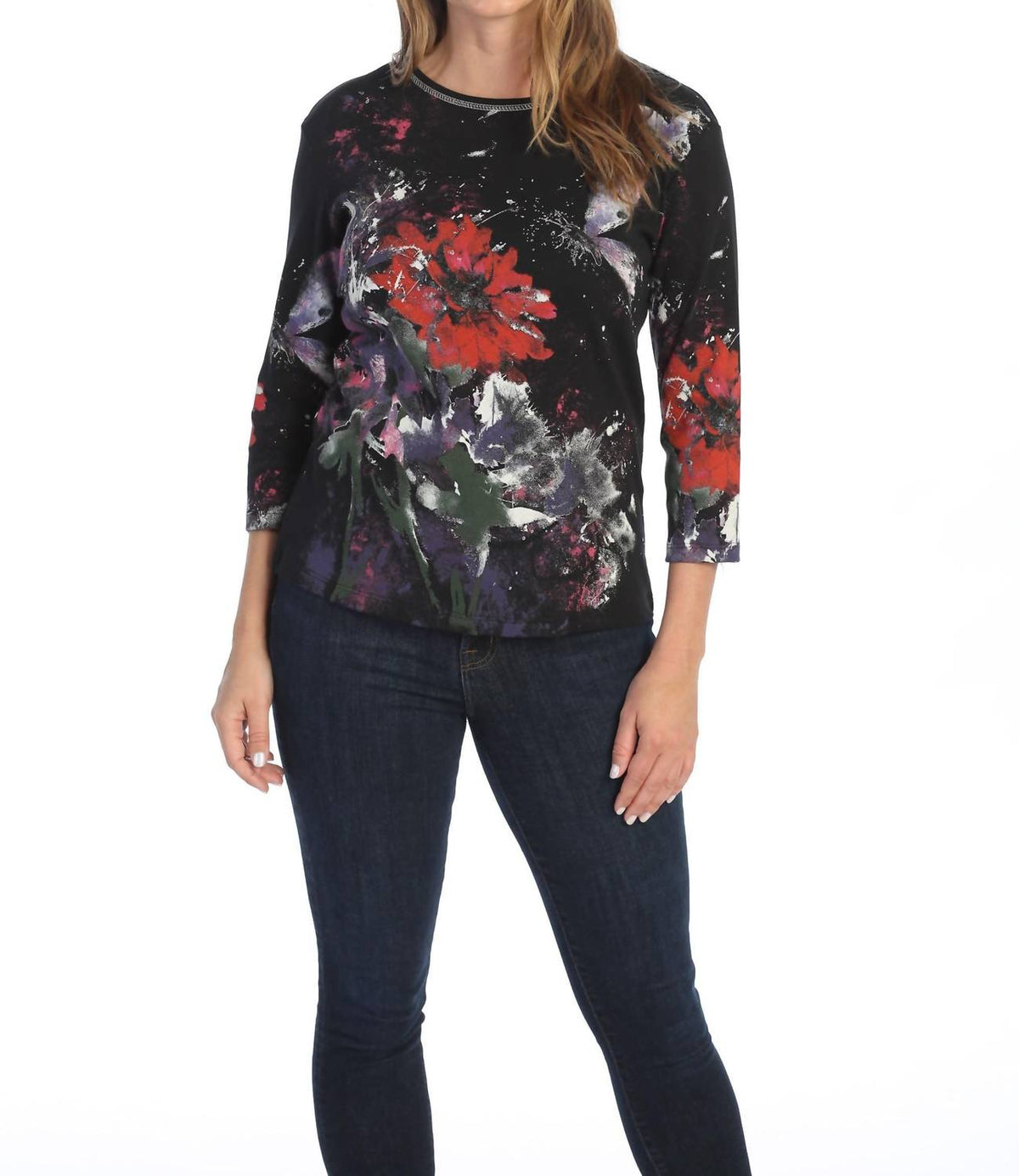 Jess & Jane - Passion Printed Cotton Top - Plus