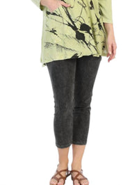 Jess & Jane - Scrolls Mineral Washed Cotton Top with Linen Contrast
