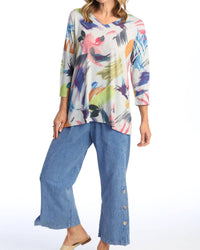 Jess & Jane - Women's Vernet V Neck High Low Tunic Top