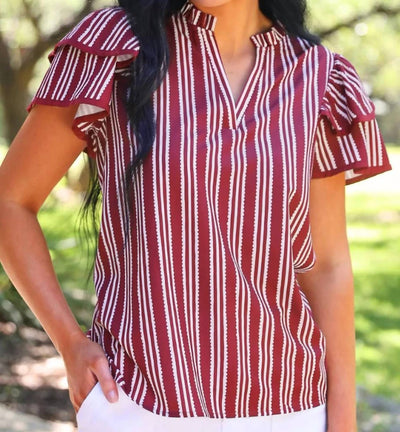 Jess Lea - Layla Striped Flutter Sleeve Blouse