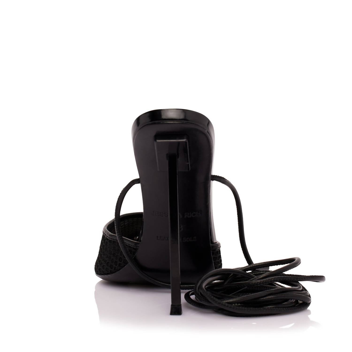 Jessica Rich - Women's Exotic Ankle Wrap Sandals - black - sandals - shoes
