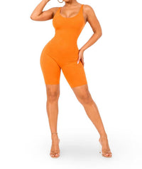 Jnk - Low Key Solid Stretch Tank Body Con Bermuda Romper
