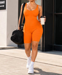 Jnk - Low Key Solid Stretch Tank Body Con Bermuda Romper